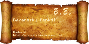 Baranszky Benkő névjegykártya